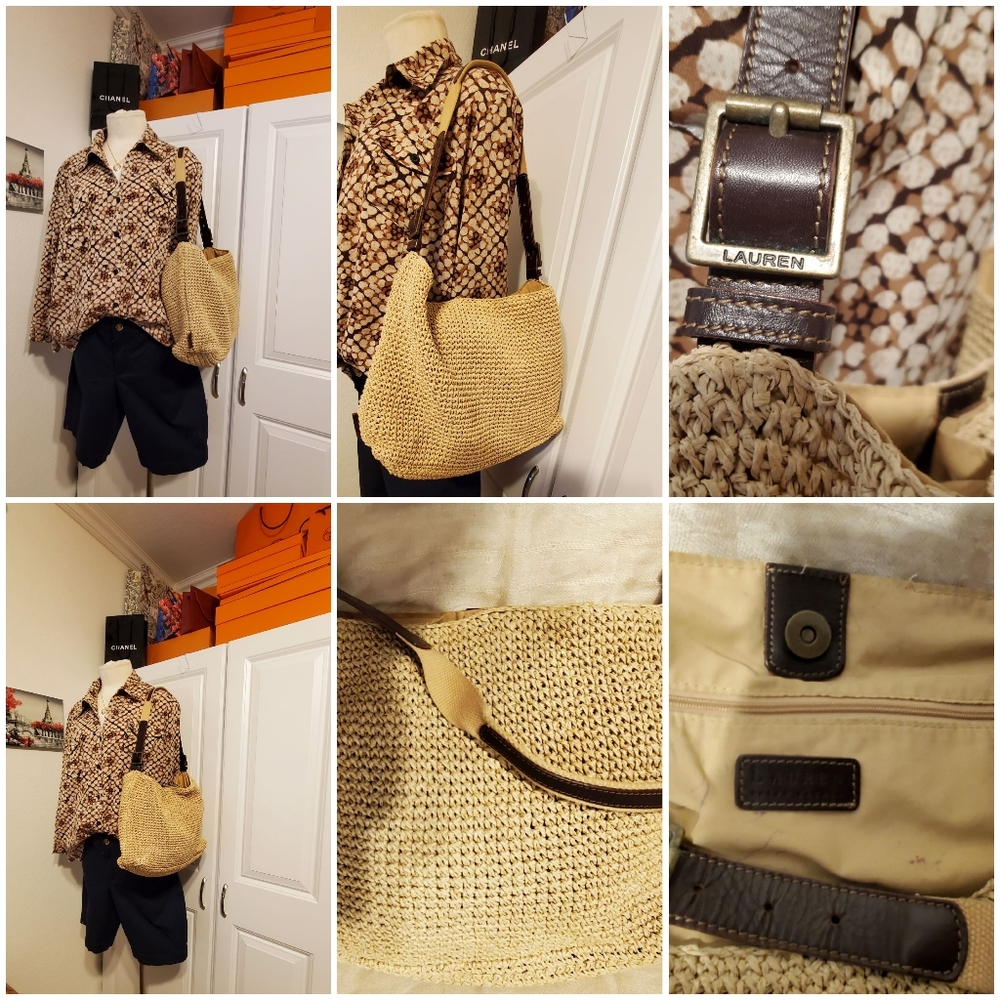 Lauren By Ralph Lauren  Raffia Satchel/ Boho Shoulder Bag